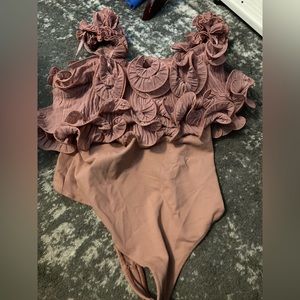 Free People ruffle sleeve bodysuit